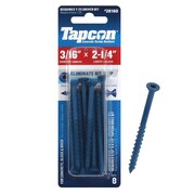 Tapcon Tapcon Concrete Screw, 3/16" Dia., Flat, 2 1/4 in L, Climaseal Coated, 8 PK 28160